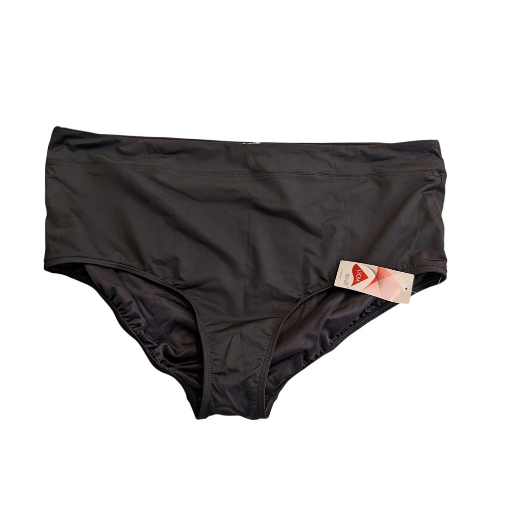 Lands' End Women's Swim Bottoms 26W Black High Waist Tummy Control NWT